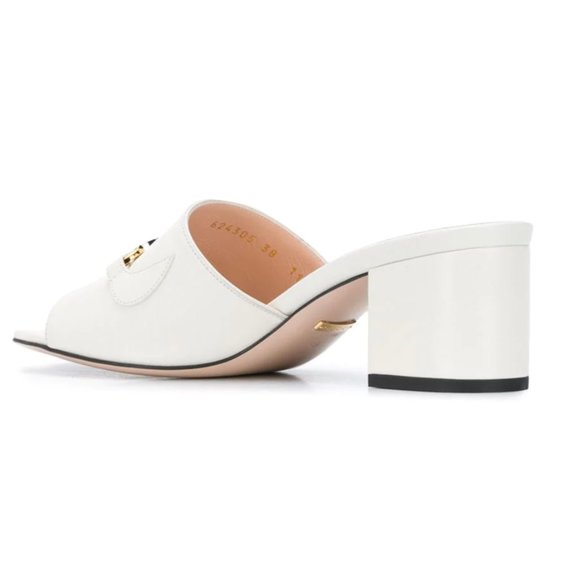Gucci Horse-bit Detail Square Toe Sandals in White NEW IN BOX WITH SHOE BAGS - Picture 3 of 4